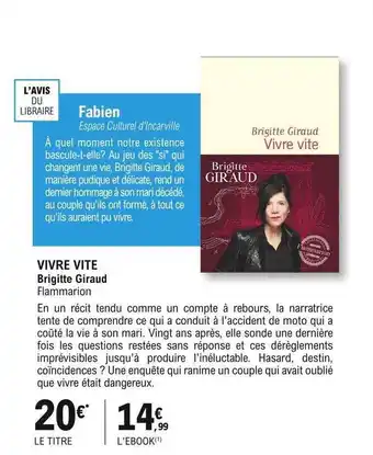 Vivre vite brigitte giraud flammarion