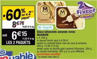 Cora x Carrefour MAGNUM glace bâtonnets amande remix offre