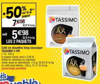 TASSIMO L'OR café en dosettes long classique