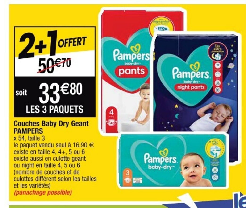 Promo Pampers Couches Baby Dry Geant chez Cora