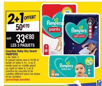 Cora x Carrefour Pampers Couches Baby Dry Geant offre