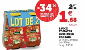 Super U Sauce tomates cuisinees panzani offre