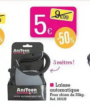 Kandy Laisse automatique pour chien de 35 kg anitoon offre