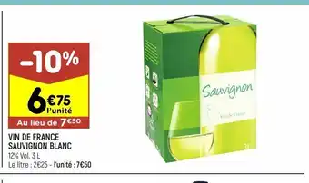 Leader Price Vin de france sauvignon blanc offre