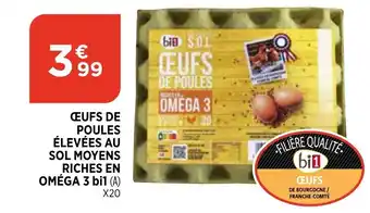 Bi1 Œufs de Poules élevées Au Sol Moyens Riches En Oméga 3 Bi1 offre