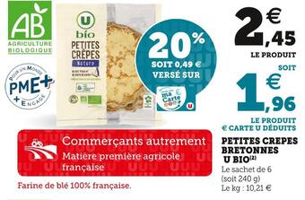 U Express U bio petites crepes bretonnes offre