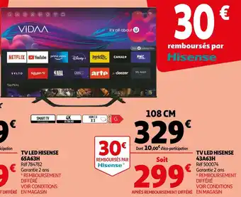 Auchan Hisense tv led 43a63h offre