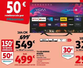 Auchan Hisense tv led 65a63h offre