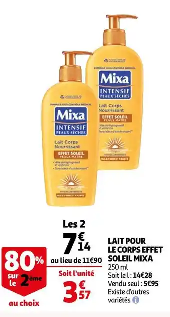 Auchan Mixa lait pour le corps effet soleil offre