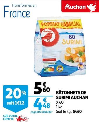 Auchan Auchan bâtonnets de surimi offre