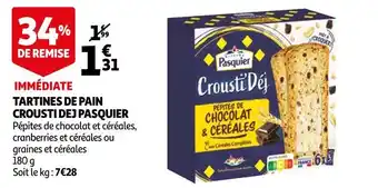 Auchan Pasquier tartines de pain crousti dej offre