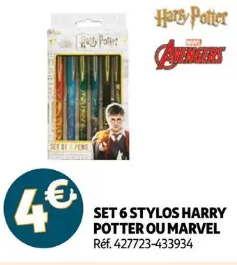 Auchan Harry potter / marvel set 6 stylos offre