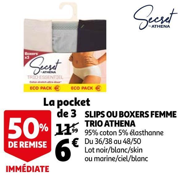 Promo Athena slips ou boxers femme trio chez Auchan
