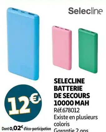 Auchan Selecline batterie de secours 10000 mah offre