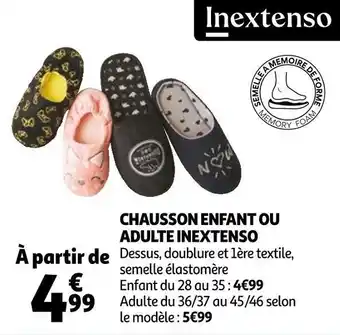 Auchan In extenso chausson enfant ou adulte offre