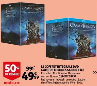 Auchan Le coffret intégrale dvd game of thrones saison 1 à 8 offre