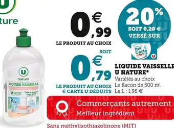 Super U U nature liquide vaisselle * offre