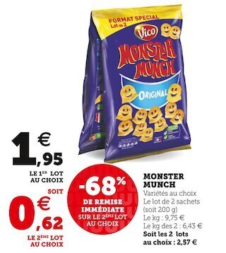 Super U Vico monster munch offre