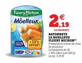 Super U Batonnets le moelleux fleury michon offre