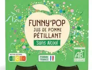 Hyper U Jus de pomme petillant funny pop u bio offre