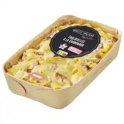 Hyper U Tagliatelles à la carbonara ou gratin de pommes de terre, poireau, chèvre et lardons ou gratin dauphinois au jambon offre