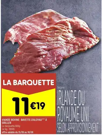 Leader Price Viande bovine bavette d’aloyau*** à griller offre
