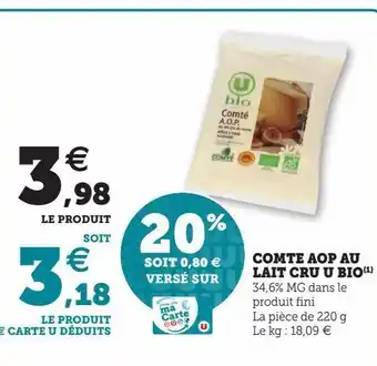 U Express Comte aop au lait cru u bio(1) offre