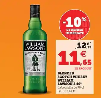 U Express Blended scotch whisky william lawson's 40° offre