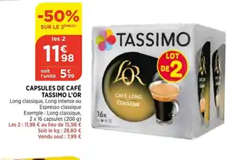 Bi1 Tassimo l'Or Capsules de Cafe offre