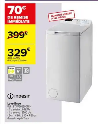 Carrefour Lave-linge indesit offre