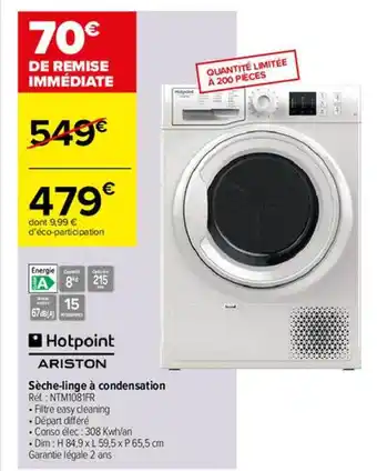 Carrefour Sèche-linge à condensation hotpoint ariston offre