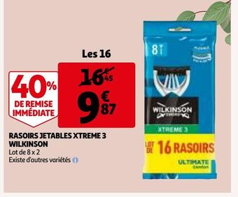 Auchan Rasoirs jetables xtreme 3 wilkinson offre