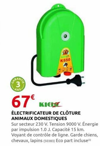 Rural Master Électrificateur de Clôture Animaux Domestiques offre