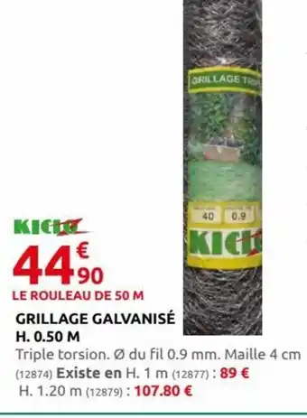 Rural Master Grillage Galvanisé H. 0.50 M offre