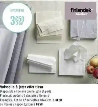 Géant Casino Vaisselle à jeter effet tissu finlandek offre