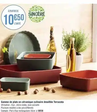 Géant Casino Gamme de plats en céramique culinaire émaillée terracota sincère offre