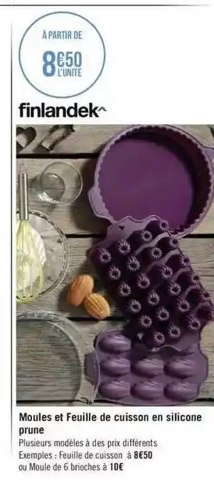 Géant Casino Moules et feuilles de cuisson en silicone prune finlandek offre
