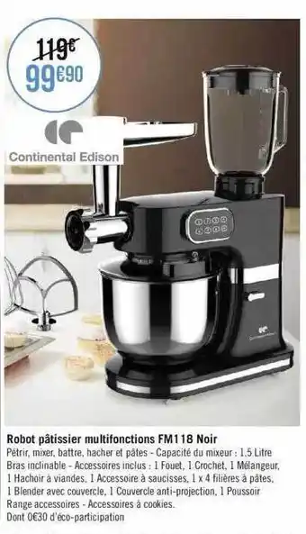 Géant Casino Robot pâtissier multifonction continental edison offre
