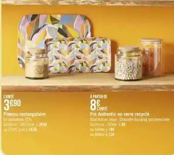 Géant Casino Plateau rectangulaire, pot authentic en vere recyclé offre