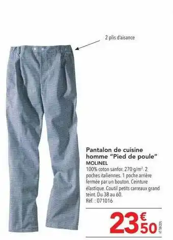 Pantalon de cuisine homme
