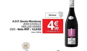 A.o.p. savoie mondeuse jean cavaillé vieilles vignes 2020