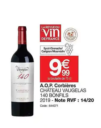 A.o.p. corbiĂšres chĂąteau vaugelas 140 bonfils 2019