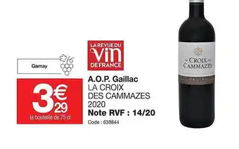 Promocash A.o.p. gaillac la croix des cammazes 2020 offre