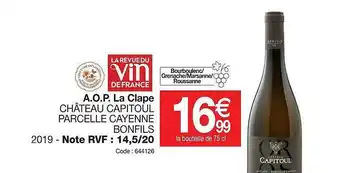 Promocash A.o.p. la clape château capitoul prcelle cyenne bonfils 2019 offre