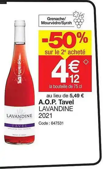 Promocash A.o.p. tavel lavandine 2021 offre