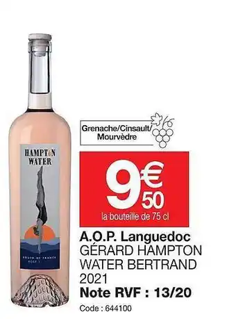 A.o.p. languedoc gérard hampton water bertrand 2021