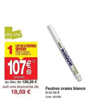 Promocash Feutres craies blancs offre