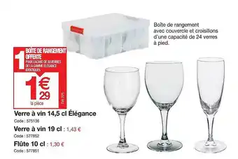 Promocash Verre à vin 14,5cl élégance, verre à vin 19cl, flûte 10cl offre