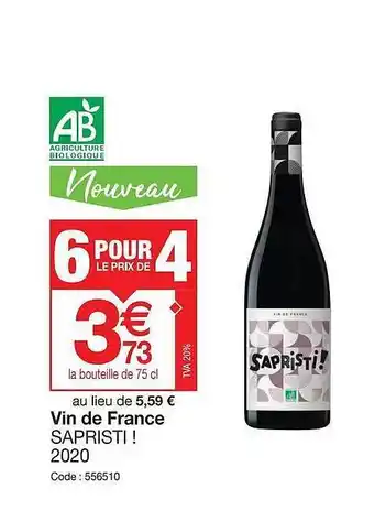 Promocash Vin de france sapristi ! 2020 offre
