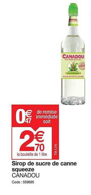 Promocash Sirop de sucre de canne squeeze canadou offre